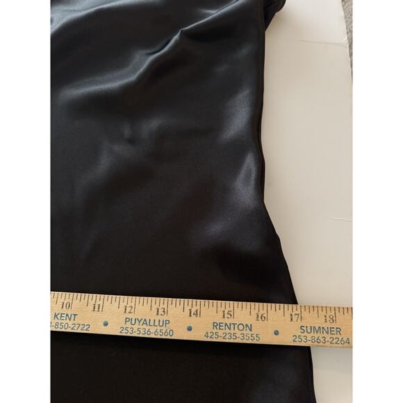 BEBE Black Satin Cowl Neck Slip Mini Dress Women’s Large Y2K New - Picture 9 of 13